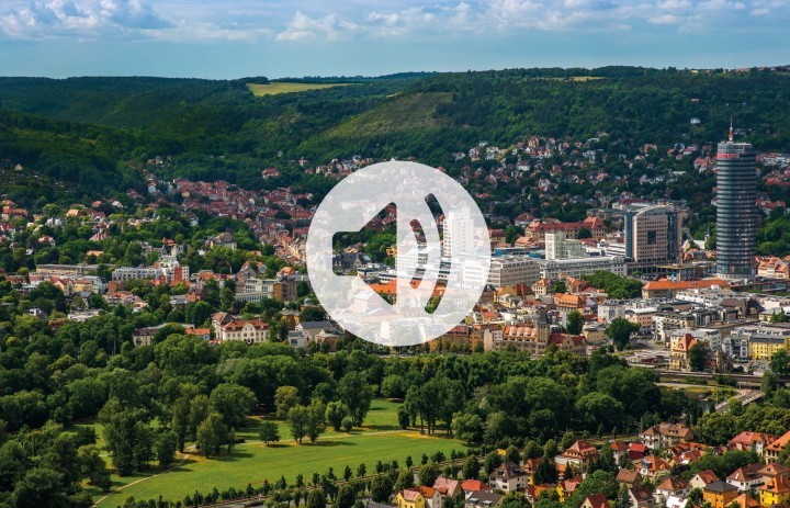 Panorama von Jena mit Sound-Symbol