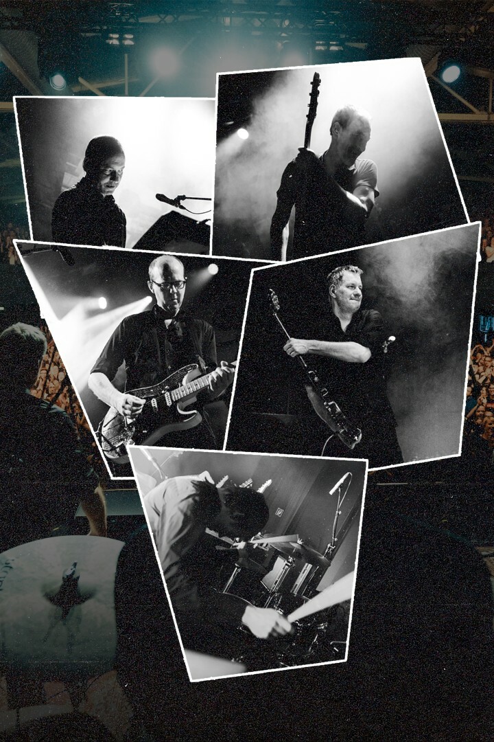 Fotocollage der Band Kettcar bei Live-Auftritten