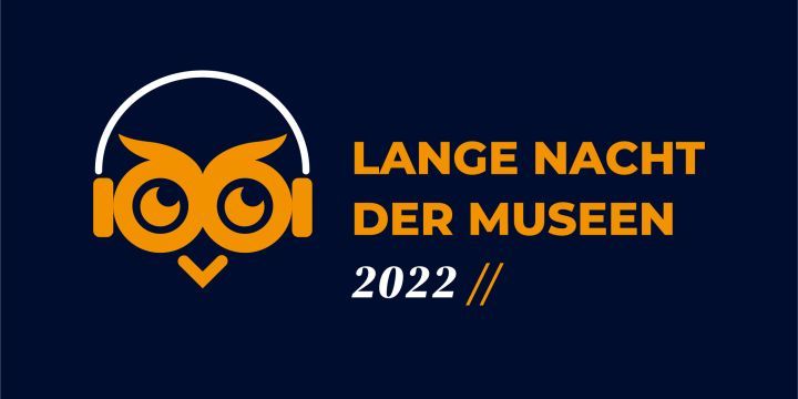 Grafik einer Eule mit Kopfhörern und Aufschrift "Lange Nacht der Museen 2022"  ©kartinka