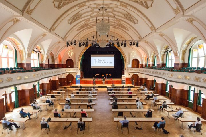 Großer Saal im Volkshaus Jena zur Spielzeitpräsentation der Jenaer Philharmonie 2020.2021