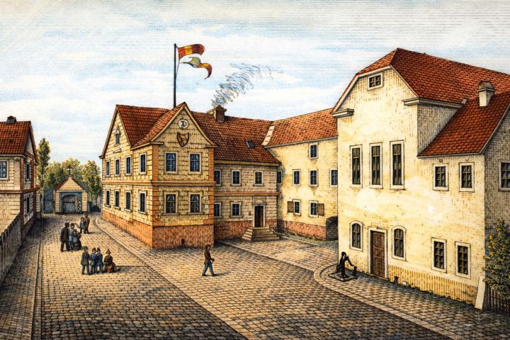 Historisches Bild vom Theatervorplatz Jena