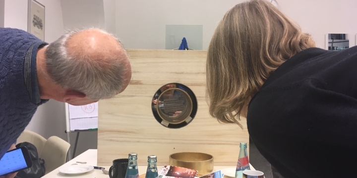 Modell der Bohrung für das Eduard-Rosenthal-Denkmal "Das verschwundene Bildnis" der Gewinner des Botho-Graef-Kunstpreises 2018