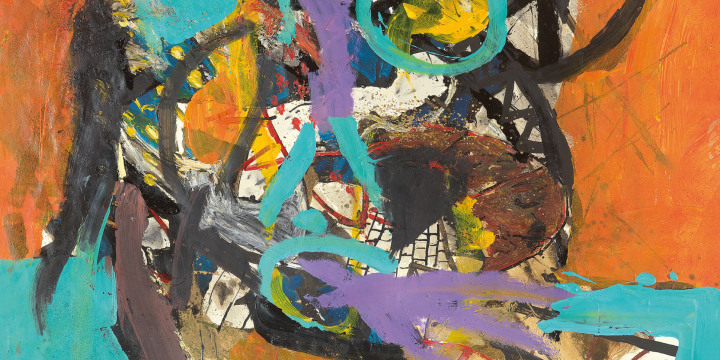 Abstraktes, buntes Gemälde aus dem Ausstellungsplakat Furtwängler in Jena