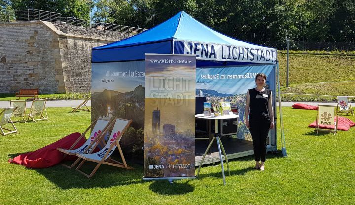 Der Pavillon der Jena Lichtstadt auf der Woche der Außenstandorte der BUGA in Erfurt 2021