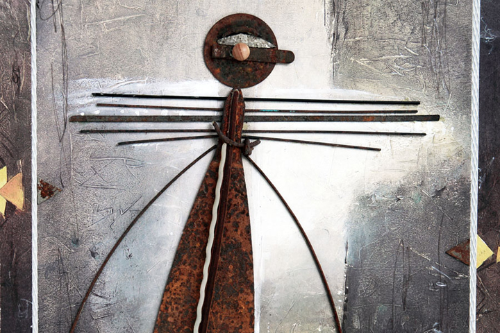 Materialcollage Lichtwesen