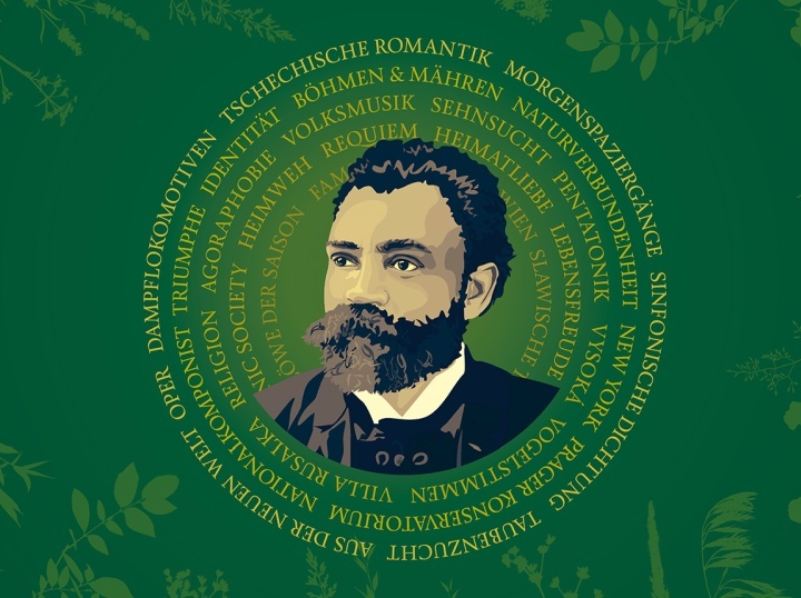 Cover des Saisonbuchs der Jenaer Philharmonie mit einer Zeichnung von Dvorak