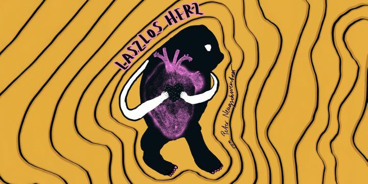 Grafik mit einer Figur, die ein Herz umfasst